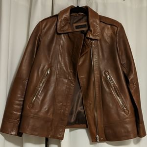 Tan Danier leather moto jacket